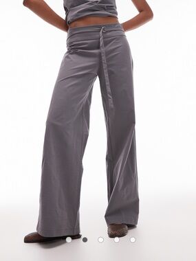 Mango Charcoal Wide-Leg Drawstring Pants